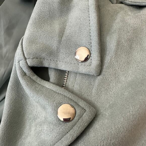NWOT Forever 21+ Size 2X Mint Blue-Green Faux Suede Motor Jacket - Picture 14 of 14